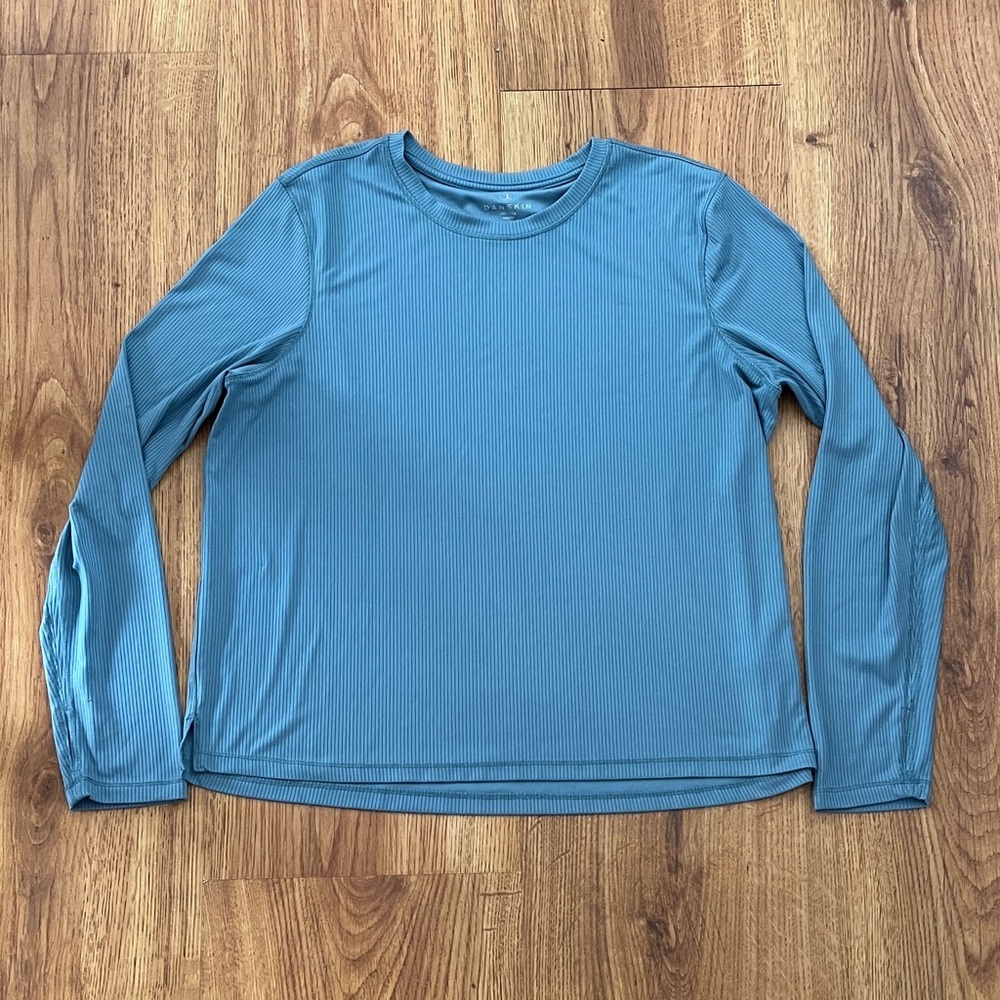 Danskin Blue Ribbed Long Sleeve Top